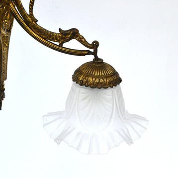 Wandlamp - Glas, verguld brons