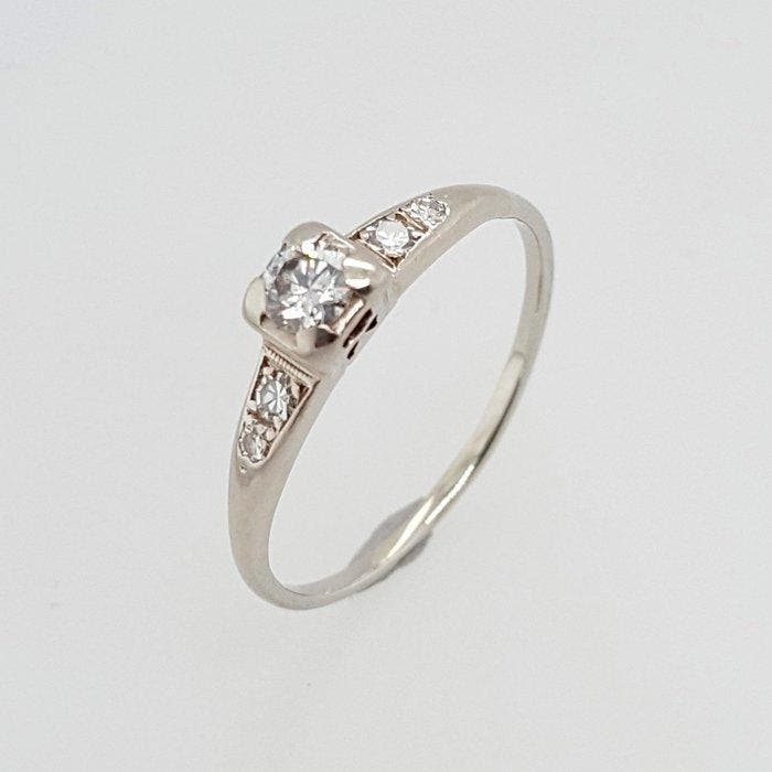 Ring - 14 karaat Witgoud Diamant (Natuurlijk) - Diamant, Bijoux, Sacs & Beauté, Bagues