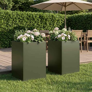 vidaXL Plantenbak 2 st Olijfgroen 50 x 50 x 75 cm, Verzenden