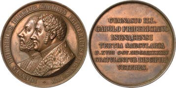 Brons medaille 1844 Sachsen-weimar-eisenach Carl Friedric..., Verzenden, België
