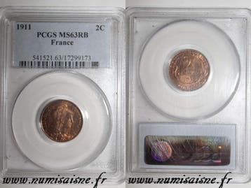 France Frankreich Km 841 2 Centimes 1911 Typ Dupuis Pcgs..., Postzegels en Munten, Verzenden, België