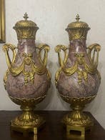 Vase avec couvercle (2) - Marbre, Bronze - Style Louis XVI