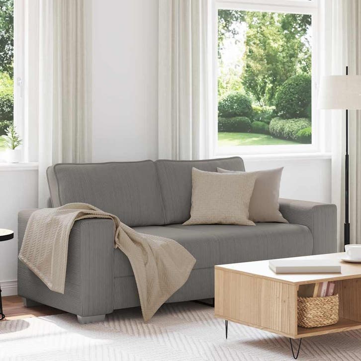 vidaXL Loveseat Sofa Lichtgrijs 180x77x82 cm Corduroy Stof, Huis en Inrichting, Zetels | Zetels, Nieuw, Verzenden
