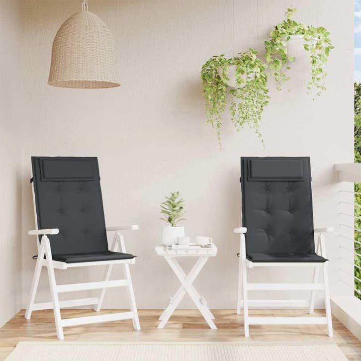 vidaXL Stoelkussens 2 st hoge rug oxford stof zwart, Huis en Inrichting, Woonaccessoires | Kussens, Nieuw, Verzenden