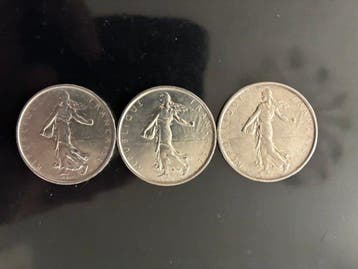 Frankrijk. 5 Francs 1963/1964 Semeuse (lot de 3 monnaies en