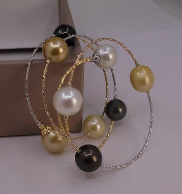 Bracelet - 18 carats Or jaune, Or blanc, Or rose, Perles des