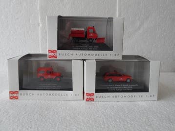 Busch 1:87 - Camion miniature (3) - 3 camions de pompiers de, Nieuw
