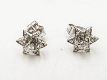 Oorbellen - 18 karaat Witgoud Diamant (Natuurlijk) - Diamant, Nieuw