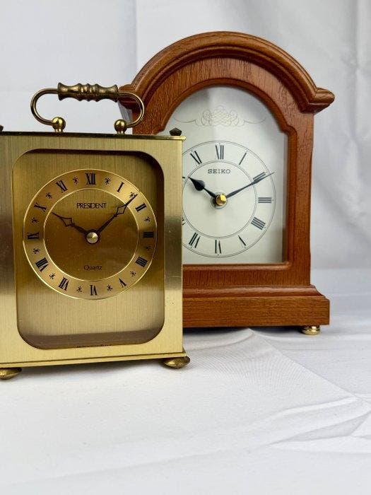 Pendule de cheminée (2) - Seiko - Bois, Métal, Verre -, Antiek en Kunst, Antiek | Klokken