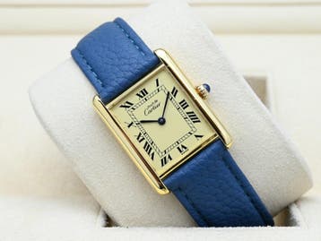 Cartier Tank Ref. 590005 Year 1990s (Box), Overige merken, Leer, Polshorloge, Ophalen of Verzenden