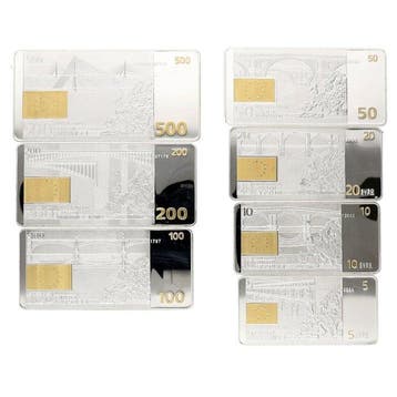 Europa. 2001 - Silver Euro Banknotes (7 stuks)