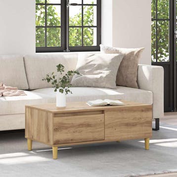 vidaXL Salontafel Artisan Eiken 90 x 50 x 35 cm Bewerkt hout, Huis en Inrichting, Tafels | Salontafels, Verzenden, Nieuw