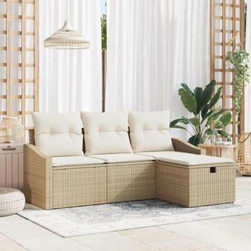vidaXL Bankstel 4 st poly rattan, Verzenden