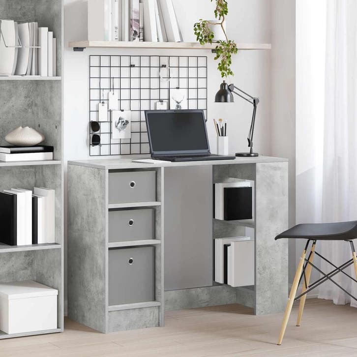 vidaXL Bureau met lade Beton Grijs 100 x 40 x 75 cm Bewerkt, Huis en Inrichting, Bureaus, Nieuw, Verzenden