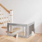 vidaXL Hondenhek met standaarden 2 pcs Grijs sonoma 100 x 60, Verzenden