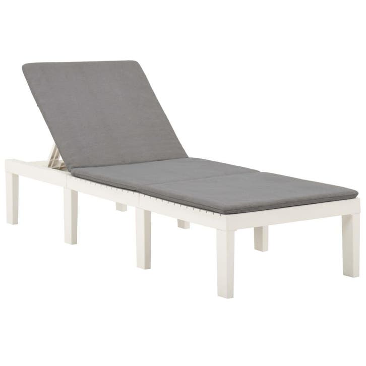 vidaXL Ligbed met kussen kunststof wit, Jardin & Terrasse, Chaises longues, Envoi