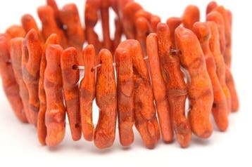 Corail - Bracelet wrap large en bâtons de corail rouge fin -, Collections