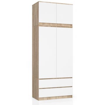 Kledingkast eiken wit XL lades Licht eiken wit (Slaapkamer), Huis en Inrichting, Kasten | Kleerkasten, Nieuw, 50 tot 100 cm, Met lade(s)