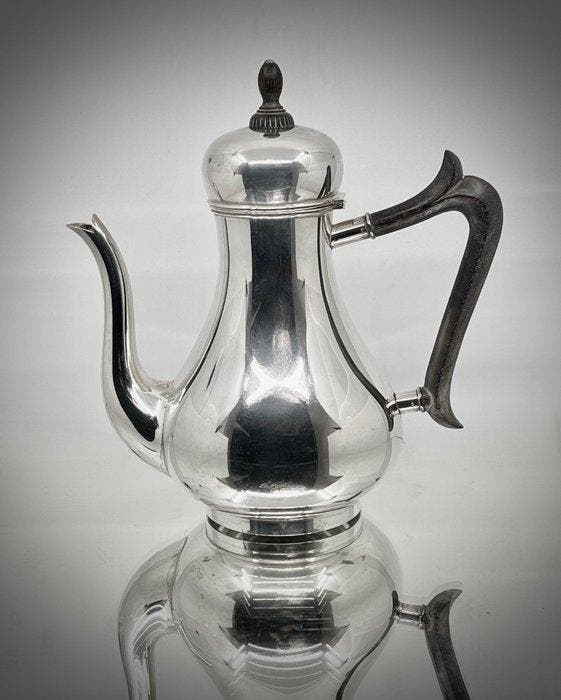 Voorschoten - Koffiepot - pear-shaped body - .835 zilver -, Antiek en Kunst, Antiek | Zilver en Goud