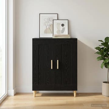 vidaXL Dressoir Zwart eiken 69,5 x 34 x 90 cm Bewerkt hout, Verzenden