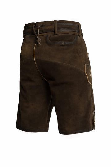 Lederhose Leer Kort Bruin en Riem, Verzenden
