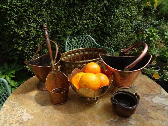 Jardinière (6) - Koper - cache potten en emmers, Antiek en Kunst, Curiosa en Brocante
