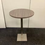 statafel rond Ø 80 cm, hoogte 114 cm, bruin eiken - RVS