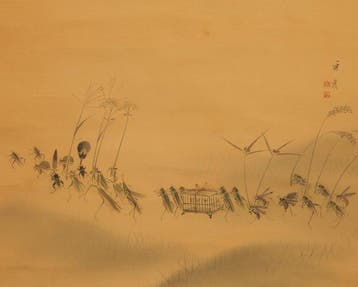 Hangende rol met een insectenprocessie - Zijde, Bot - Hotta