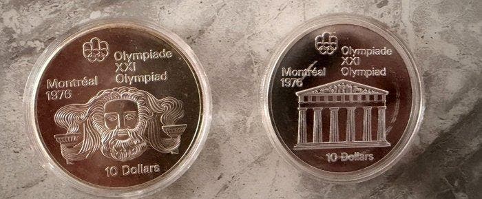 Canada. Elizabeth II. 10 Dollars 1974 (Lot of 2 coins) - XXI, Postzegels en Munten, Munten | Europa | Niet-Euromunten