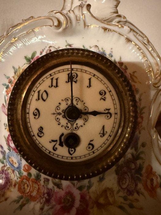 Pendule - Junghans - Porselein, Messing - 1910-1920, Antiek en Kunst, Antiek | Klokken
