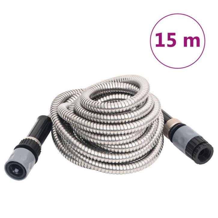 vidaXL Tuinslang met sproeikop 0,6 15 m roestvrij staal, Tuin en Terras, Tuinslangen, Nieuw, Verzenden