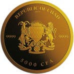 Tsjaad. 5000 Francs 2024 1 oz Chad Cannabis Jamaica Flag 24k