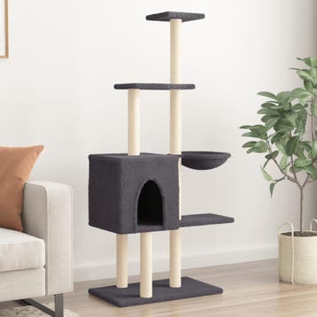 vidaXL Kattenmeubel met sisal krabpalen 145 cm donkergrijs, Verzenden
