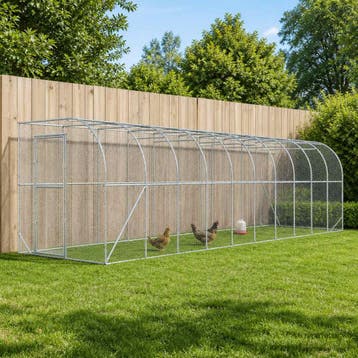 vidaXL Kippenhok Tegen de Muur zilver 600 x 150 x 215 cm, Verzenden, Nieuw