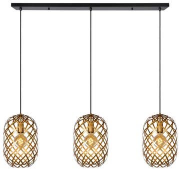 Hanglamp Lucide WOLFRAM -  - 3xE27 - Mat Goud /, Huis en Inrichting, Lampen | Hanglampen, Verzenden, Nieuw