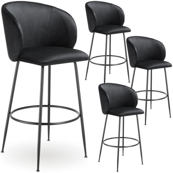 Barkruk Luana, met rugleuning, fluweellook, Maison & Meubles, Tabourets de bar, Envoi