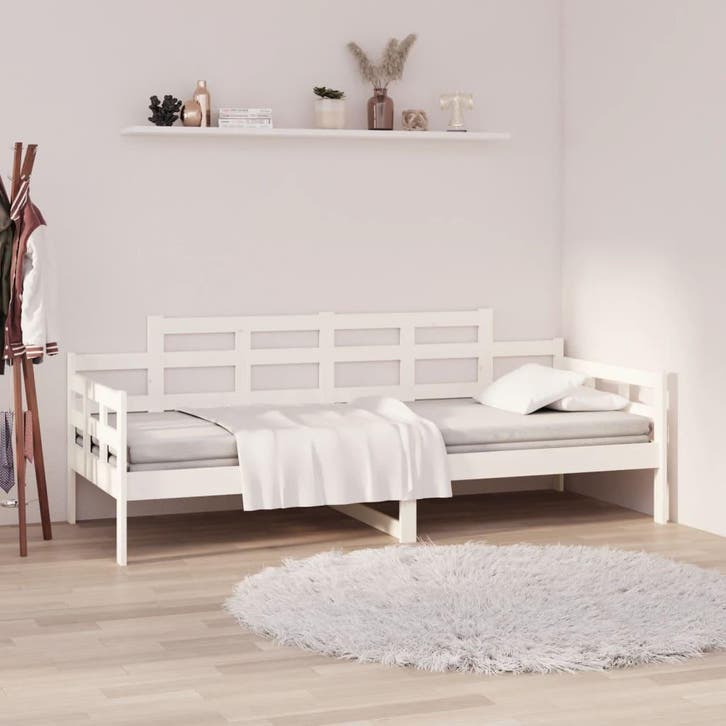 vidaXL Slaapbank massief grenenhout wit 90x200 cm, Huis en Inrichting, Slaapkamer | Bedden, Nieuw, Verzenden
