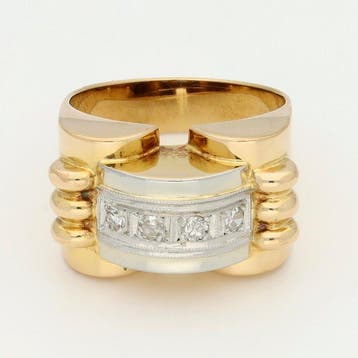 Ring - 18 karaat Geel goud Diamant (Natuurlijk) - Tank