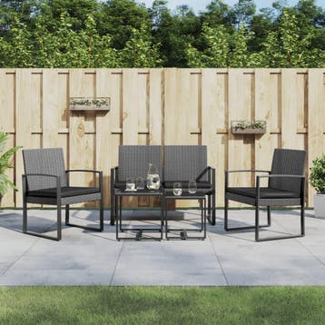 vidaXL 5-delige Tuinset met kussens polypropeen rattan, Verzenden, Tuinset