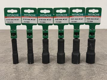 Veiling - Hitachi dopsleutel-set met 1/4 bitopname 6-delig, Nieuw
