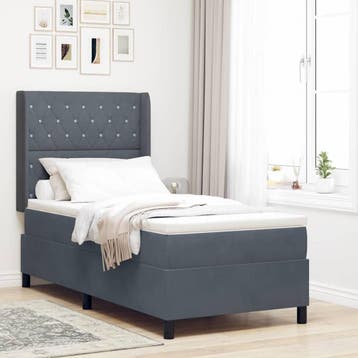vidaXL Boxspring bed met matras Donkergrijs 100 x 200 cm, Verzenden