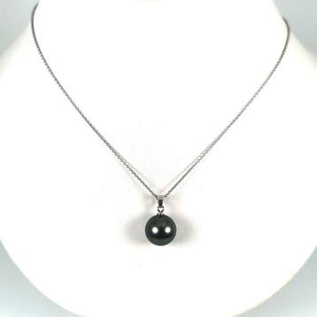Halsketting Zilver Parel - Tahiti RD Ø12,8MM Peacock, Nieuw