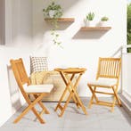vidaXL Vouwstoel met kussen 2 pcs Bruin Massief acaciahout, Tuin en Terras, Verzenden, Nieuw