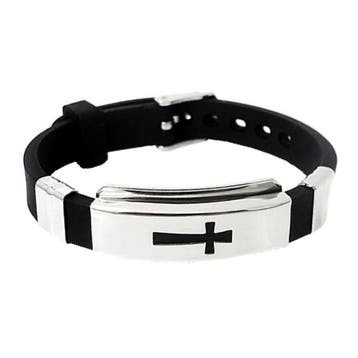 Fako Bijoux - Armband - RVS Siliconen - Kruis, Handtassen en Accessoires, Verzenden, Nieuw