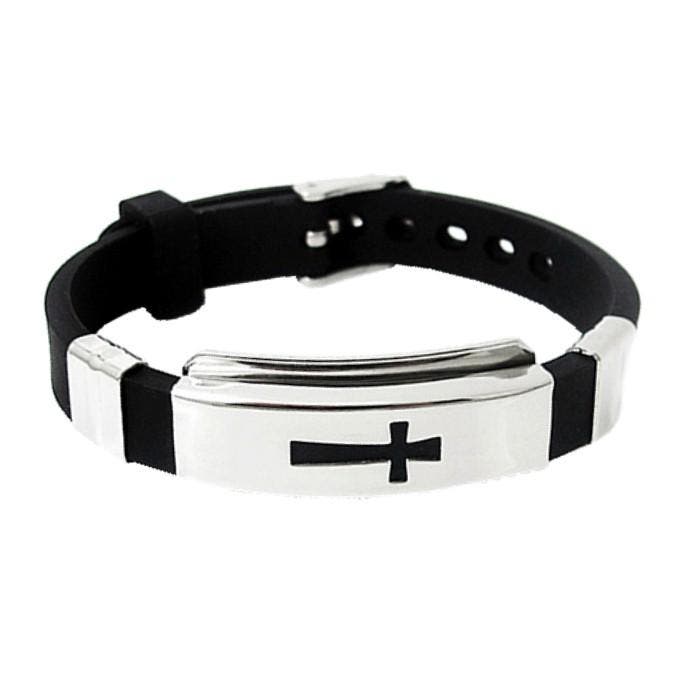 Fako Bijoux - Armband - RVS Siliconen - Kruis, Handtassen en Accessoires, Armbanden, Verzenden