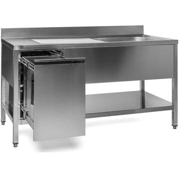 Spoeltafel | RVS | 1 Spoelbak (Rechts) + Afvallade |, Verzenden, Nieuw in verpakking