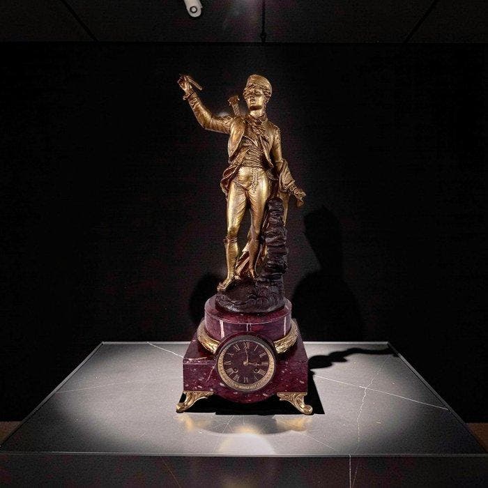 Figurale pendule - Marmer, Zinklegering, Brons - 1850-1900, Antiquités & Art, Antiquités | Horloges