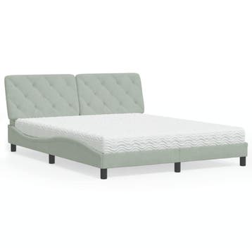 vidaXL Bed met matras fluweel lichtgrijs 160x200 cm, Huis en Inrichting, Slaapkamer | Bedden, Verzenden, Nieuw