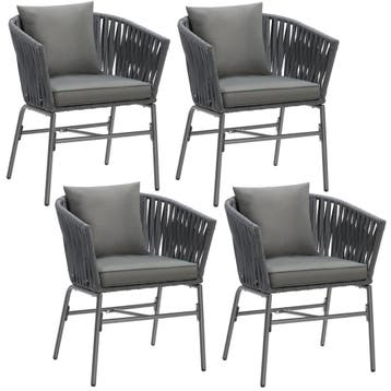tectake Stoelset Valeiras in rope-design, dikke kussens, 60x, Tuin en Terras, Verzenden, Nieuw