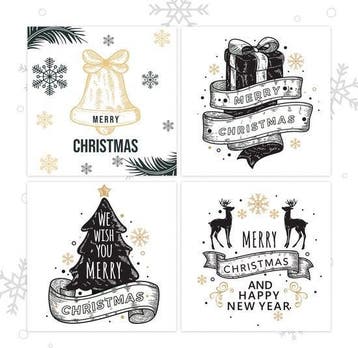 2dekans | Giftmas Kerstkaarten - Wenskaarten - 52 Stuks -, Ophalen of Verzenden